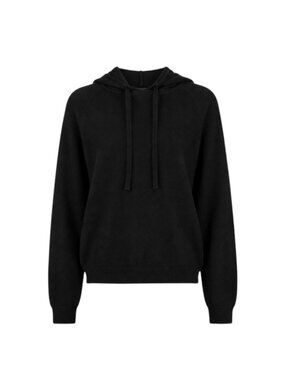 Allude Hooded Hoodie Wool Cashmere Sweater Womens XL Black Long Sleeve Pullover